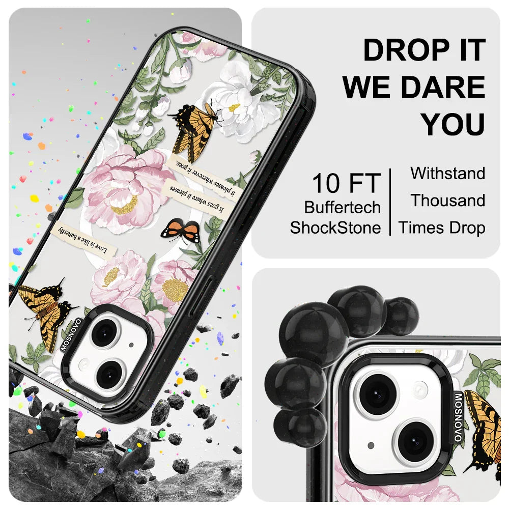 Bloom Phone Case - iPhone 14 Case Clear Black ShockStone With MagSafe