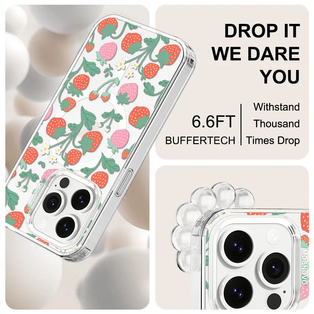 Cute Strawberry Phone Case - iPhone 14 Pro Case Clear With MagSafe