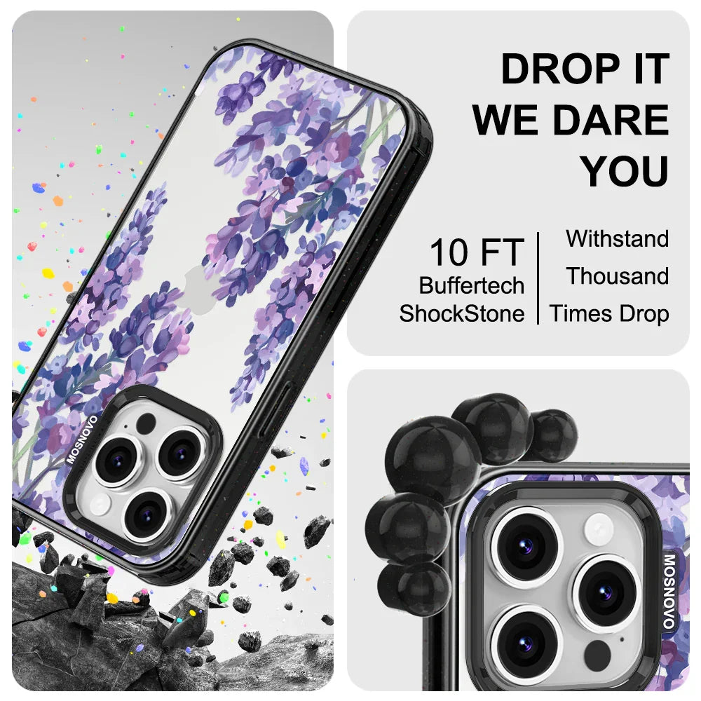 Lavender Phone Case - iPhone 16 Pro Case Clear Black ShockStone