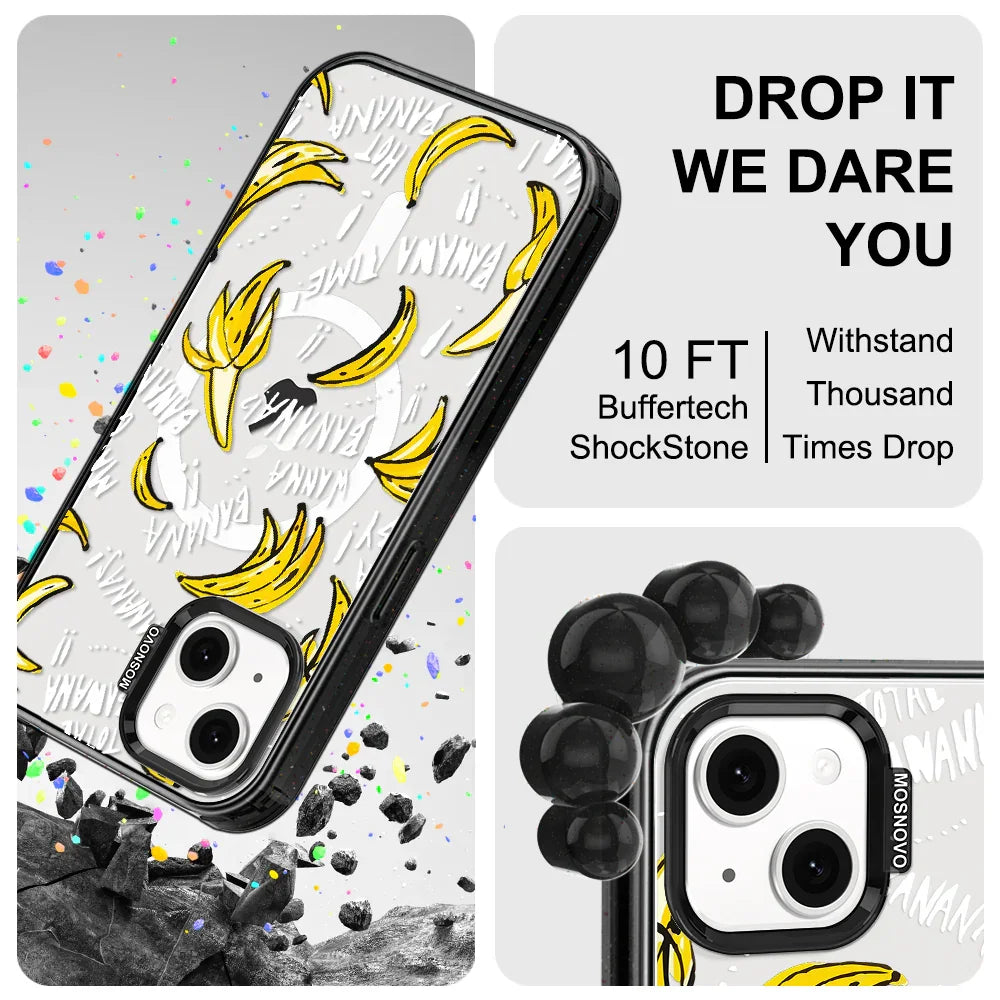 Banana Banana Phone Case - iPhone 14 Plus Case Clear Black ShockStone With MagSafe