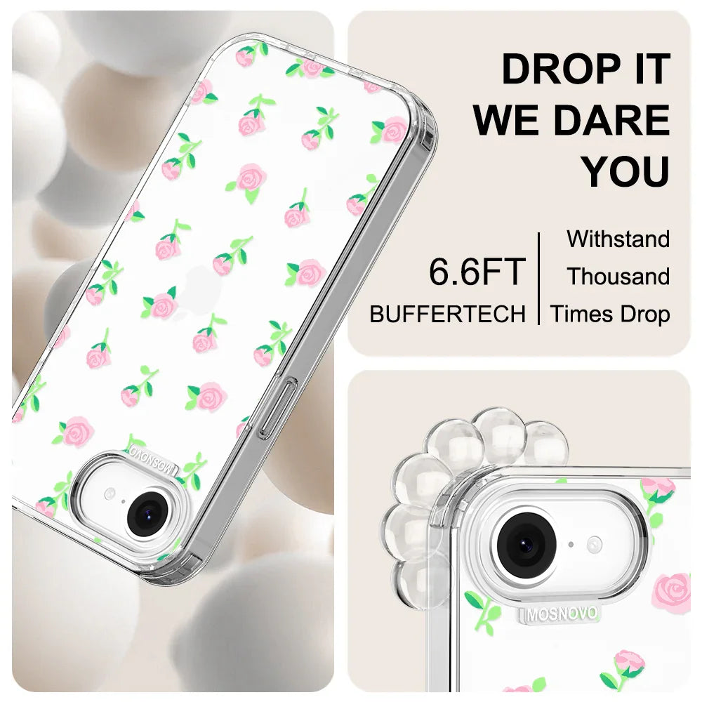 Pink Rose Floral Phone Case - iPhone 16e Case Clear