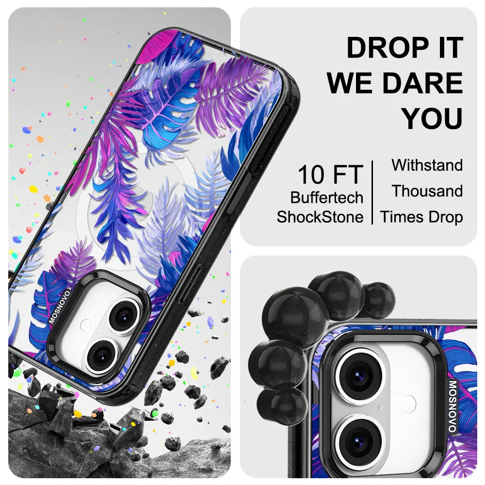 Fancy Palm Leaf Phone Case - iPhone 16 Case Clear Black ShockStone With MagSafe