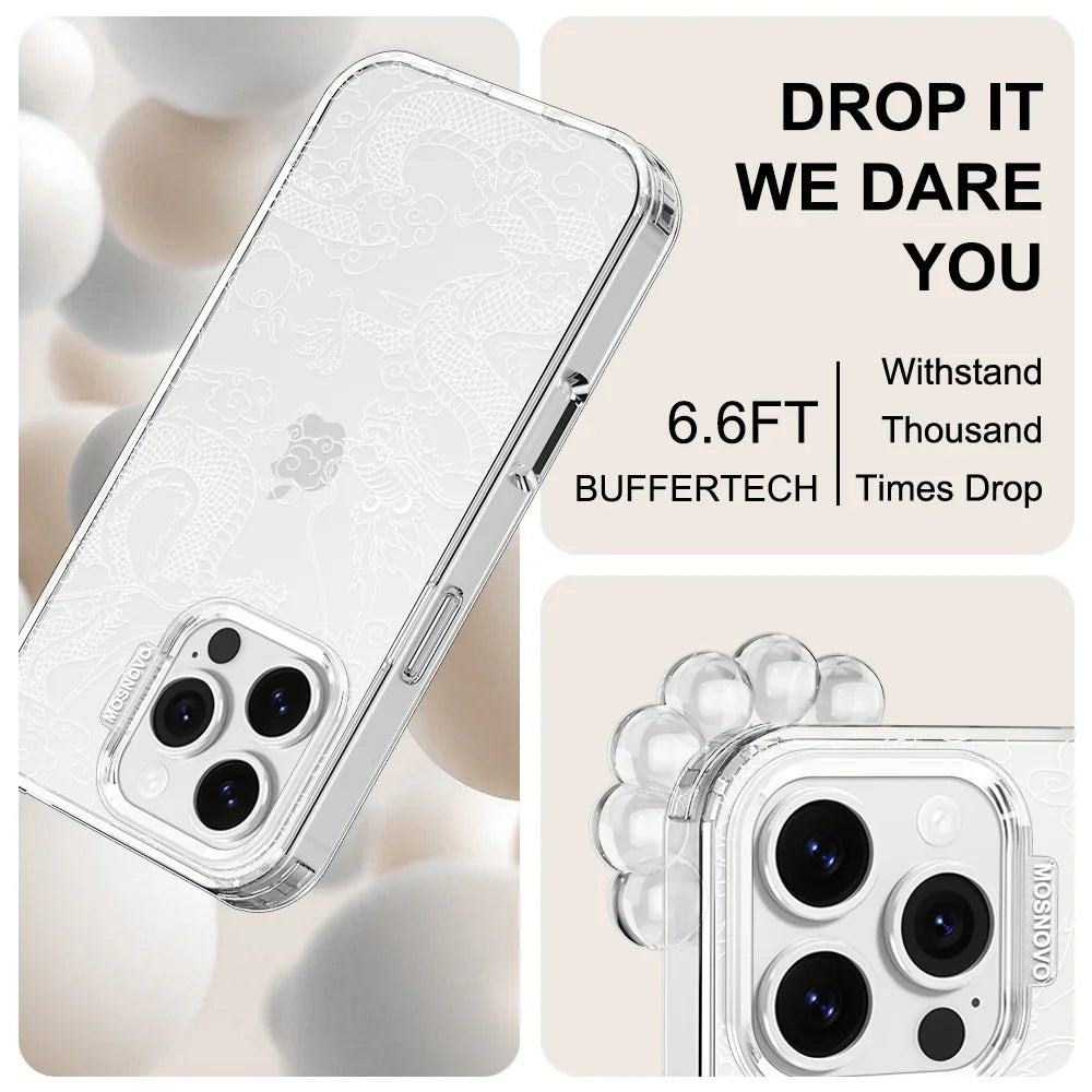White Dragon Phone Case - iPhone 16 Pro Case Clear