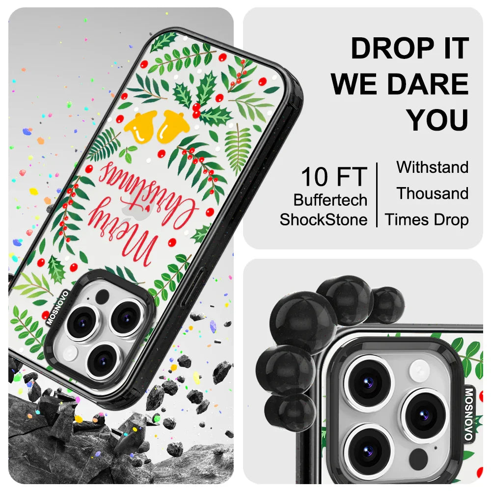 Merry Christmas Phone Case - iPhone 16 Pro Case Clear Black ShockStone