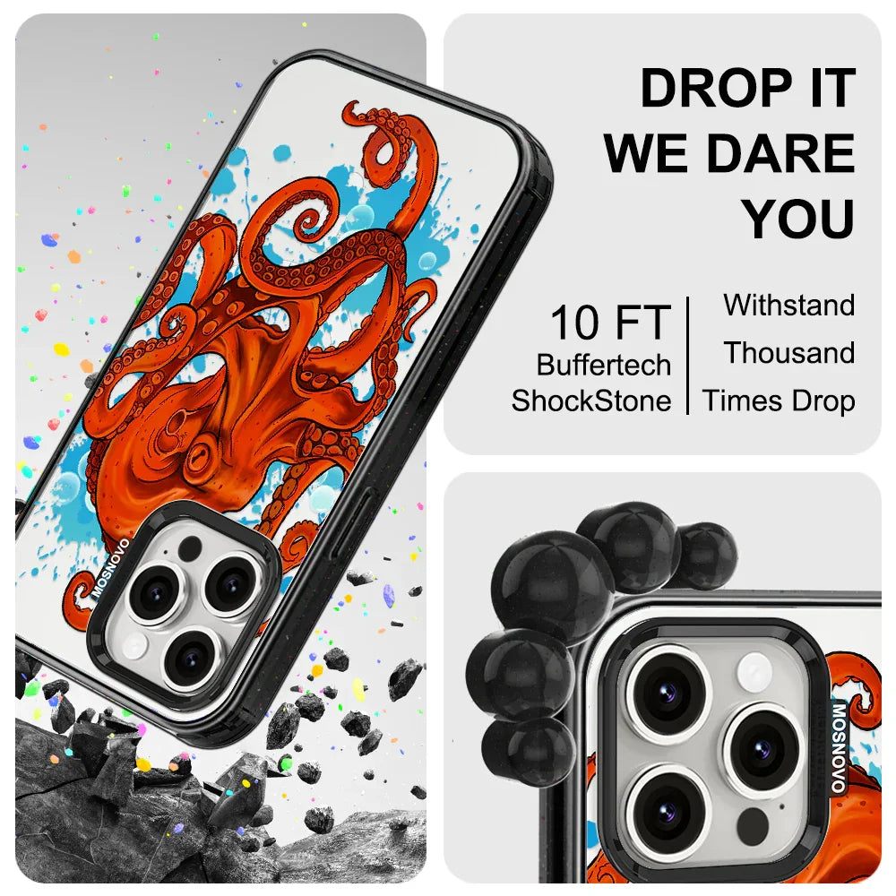 Octopus Phone Case - iPhone 15 Pro Max Case Clear Black ShockStone With MagSafe