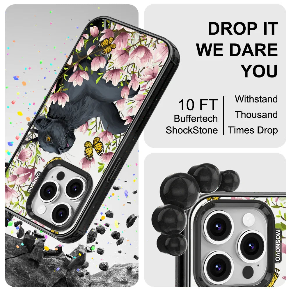 Black Leopard Garden Phone Case - iPhone 16 Pro Case Clear Black ShockStone