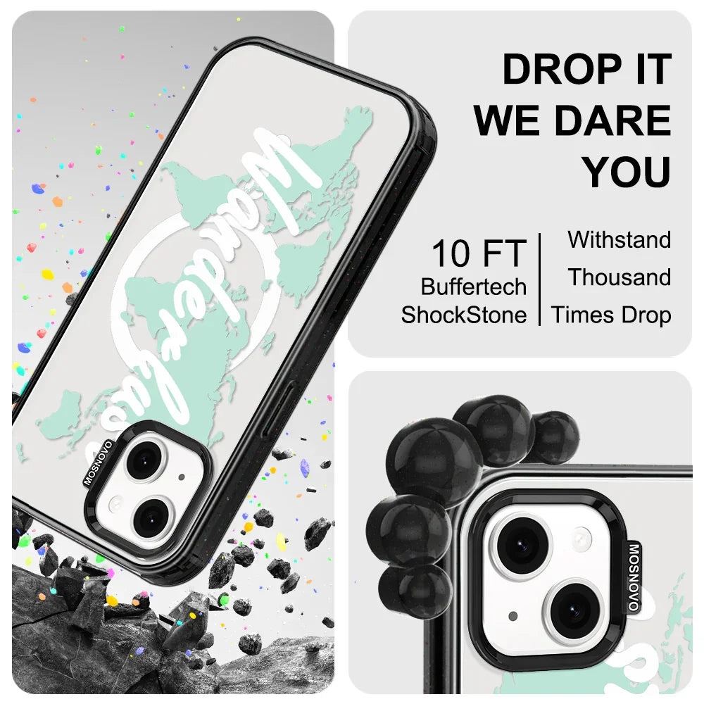 Wanderlust Phone Case - iPhone 13 Case Clear Black ShockStone With MagSafe