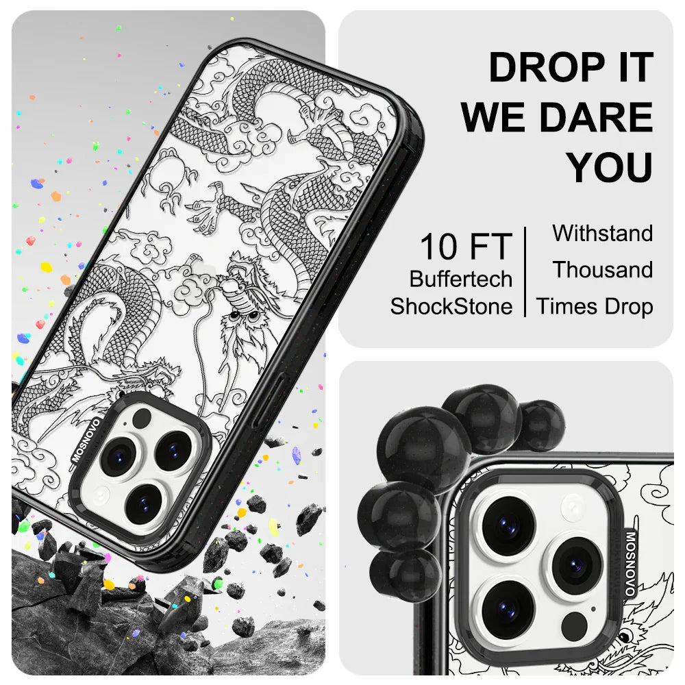 Black Dragon Phone Case - iPhone 13 Pro Max Case Clear Black ShockStone