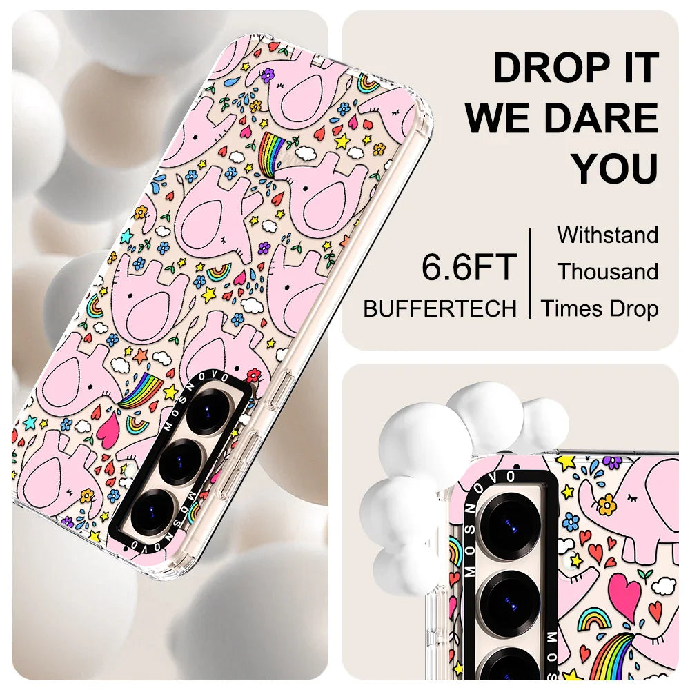 Cute Pink Elephant Phone Case - Samsung Galaxy S25 Case