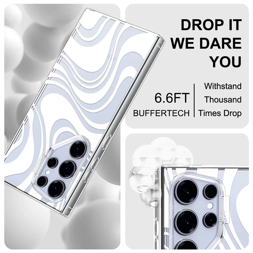 White Swirl Phone Case - Samsung Galaxy S24 Ultra Case