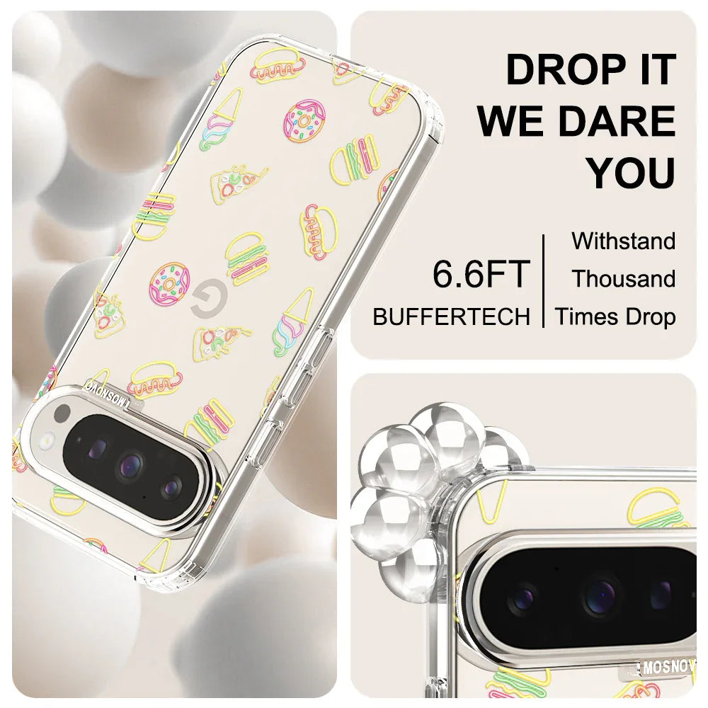 Neon Junk Food Phone Case - Google Pixel 9 Pro Case Clear