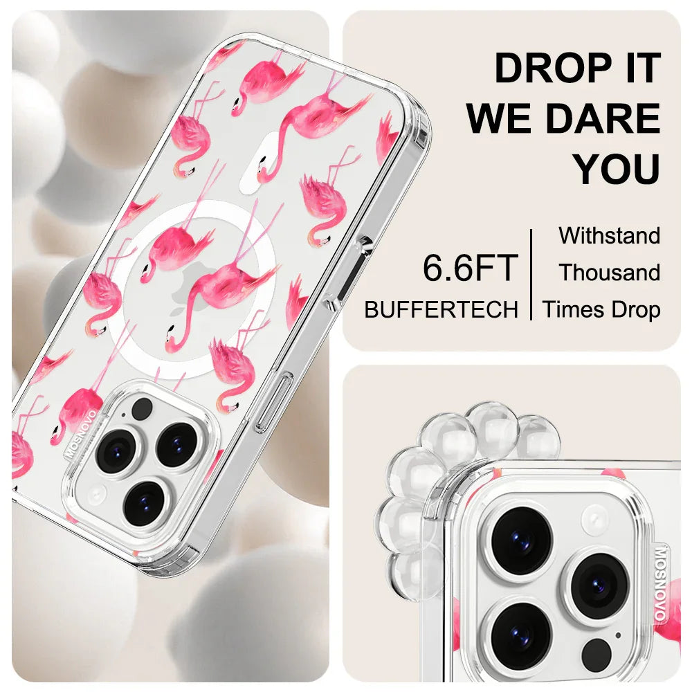 Flamingo Phone Case - iPhone 16 Pro Case Clear With MagSafe