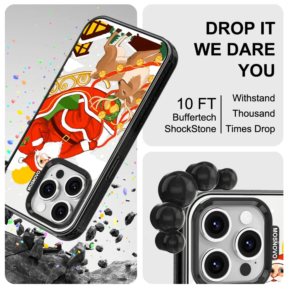 Santa Claus Phone Case - iPhone 16 Pro Case Clear Black ShockStone With MagSafe