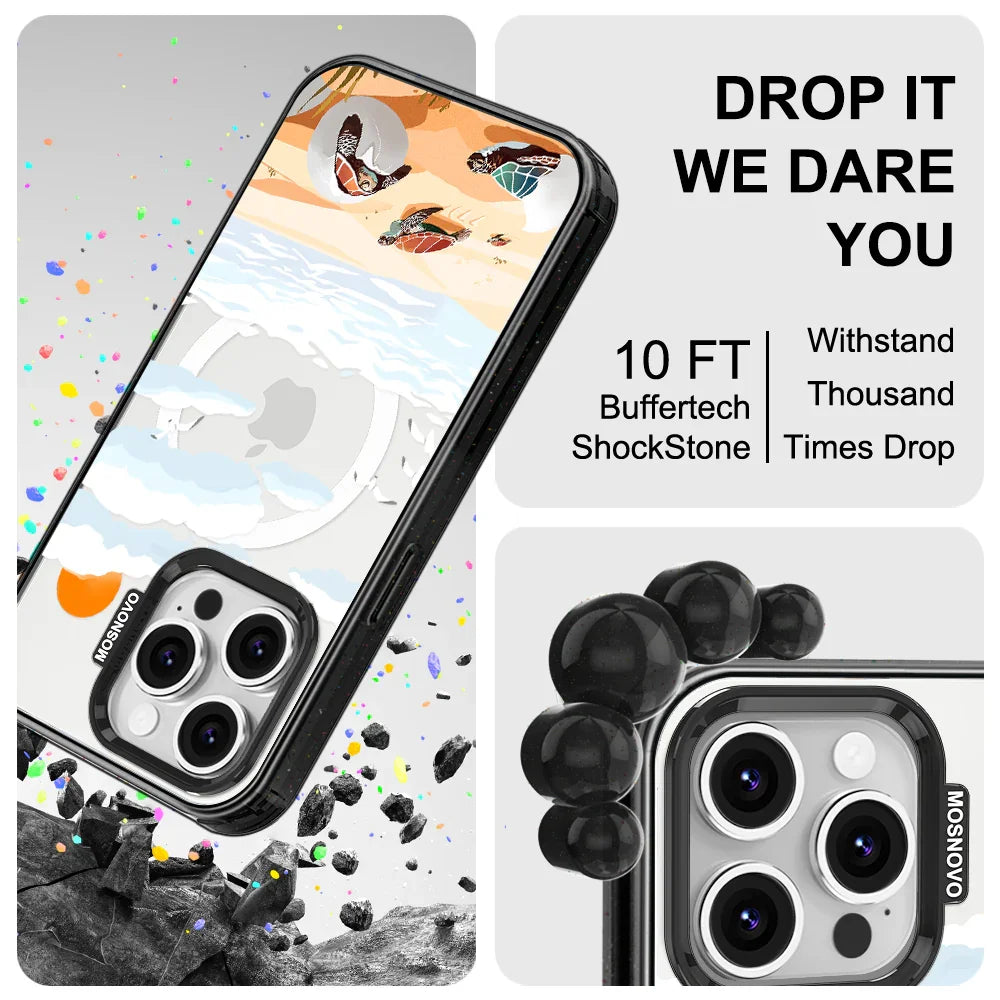 Baby Sea Turtle Phone Case - iPhone 16 Pro Case Clear Black ShockStone With MagSafe