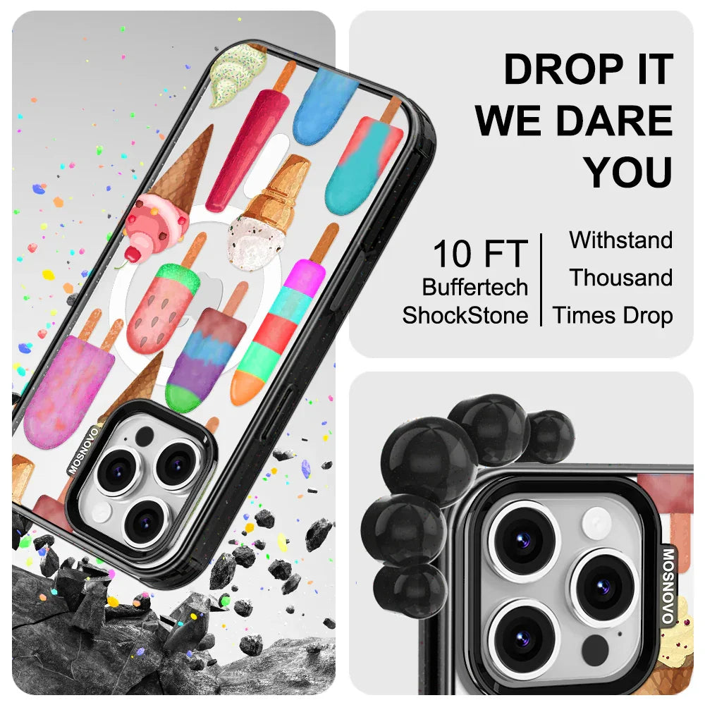 Ice Cream Phone Case - iPhone 16 Pro Max Case Clear Black ShockStone With MagSafe