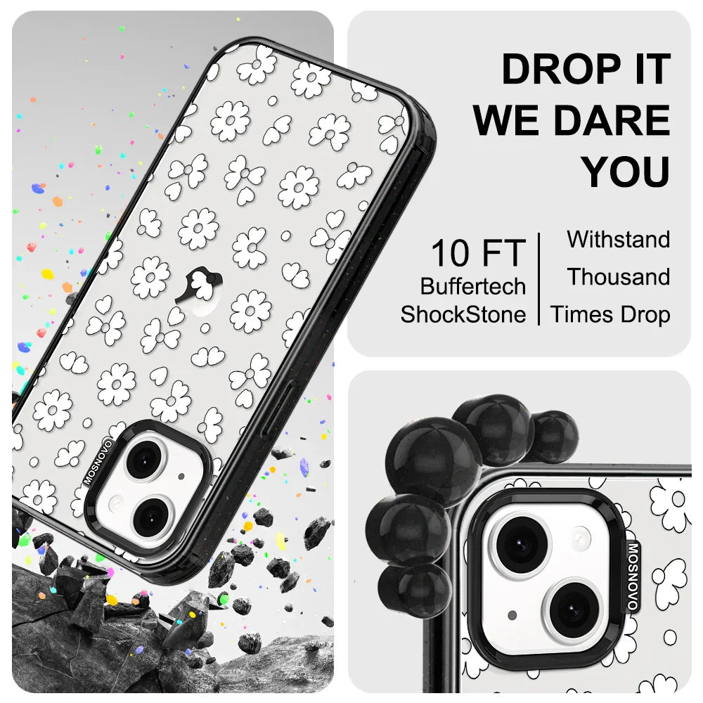 Floret Phone Case - iPhone 13 Case Clear Black ShockStone