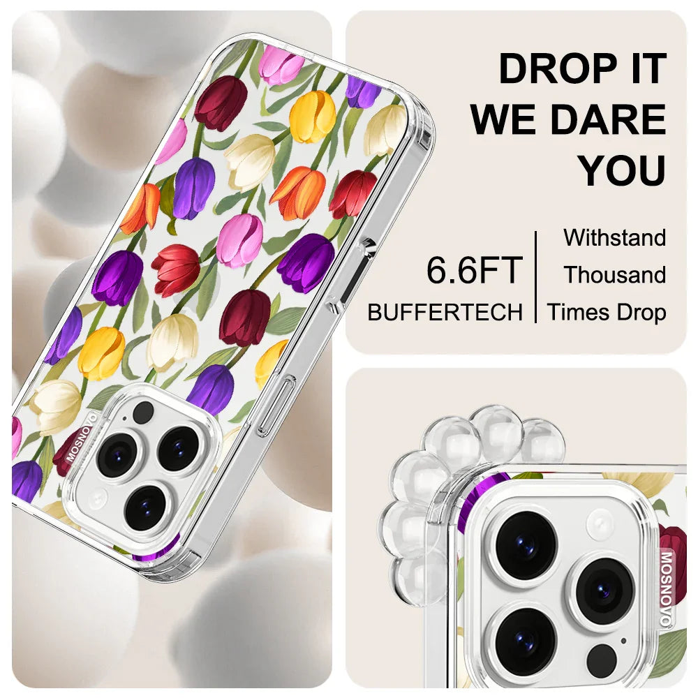 Colorful Tulips Phone Case - iPhone 16 Pro Case Clear