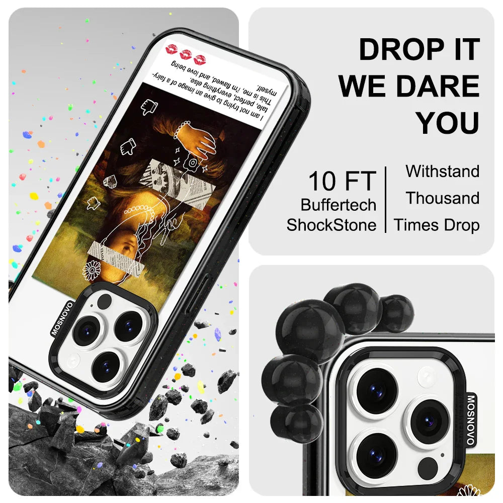 Selfie Artwork Phone Case - iPhone 13 Pro Case Clear Black ShockStone With MagSafe