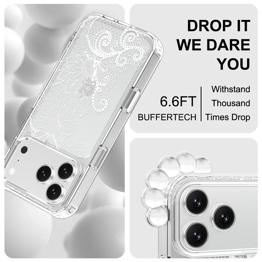 Lacy White Flower Phone Case - iPhone 17 Pro Max Case – MOSNOVO