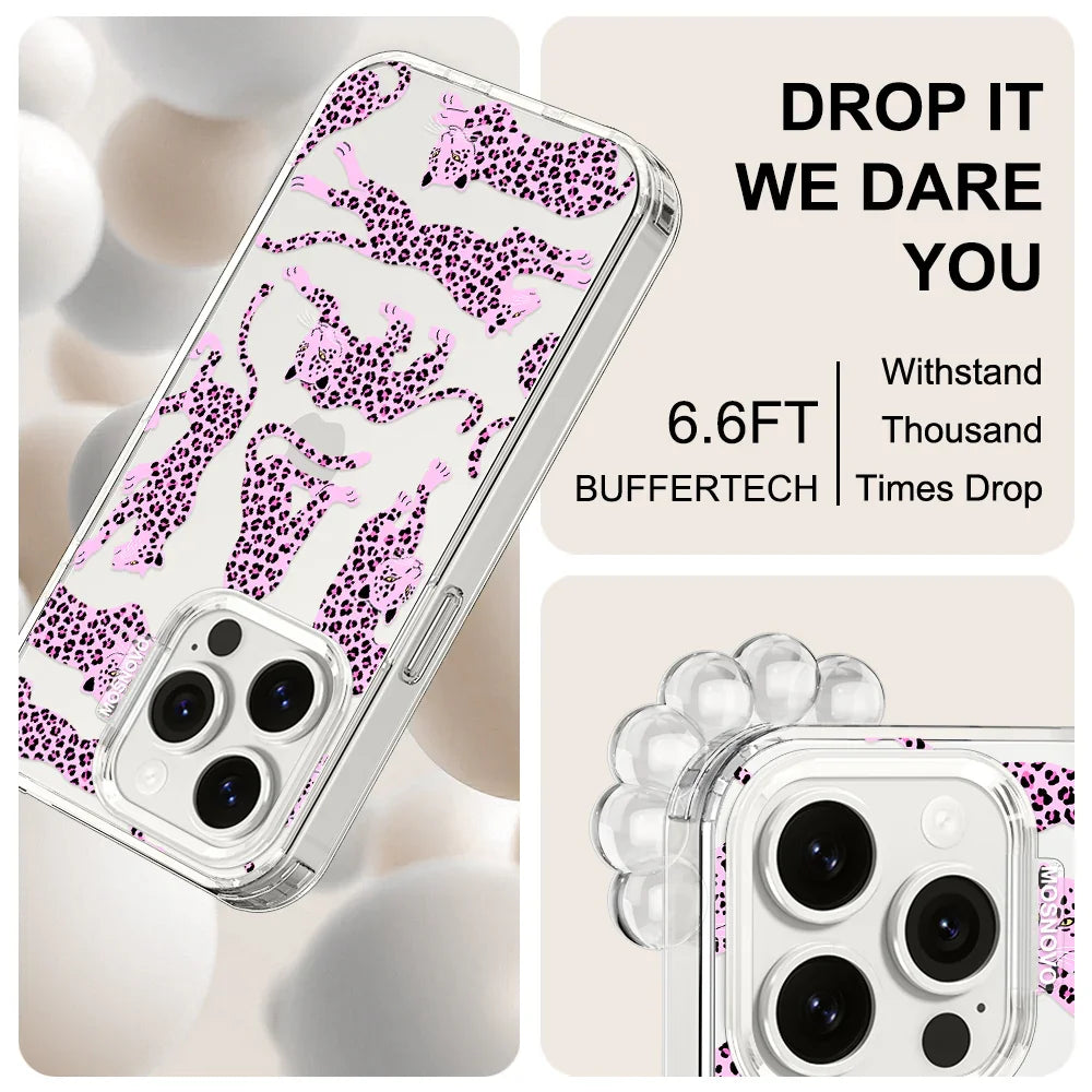 Pink Leopard Phone Case - iPhone 15 Pro Case Clear