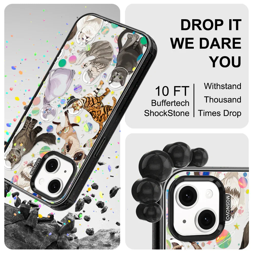 Space Cat Phone Case - iPhone 14 Case Clear Black ShockStone