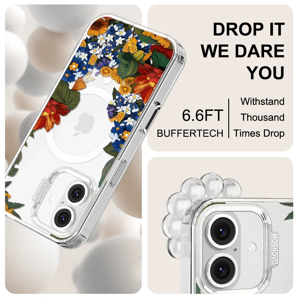 Floral Garden Phone Case - iPhone 16 Plus Case Clear With MagSafe