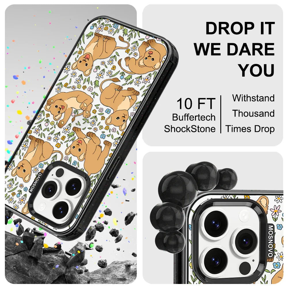 Cute Lion Phone Case - iPhone 14 Pro Max Case Clear Black ShockStone