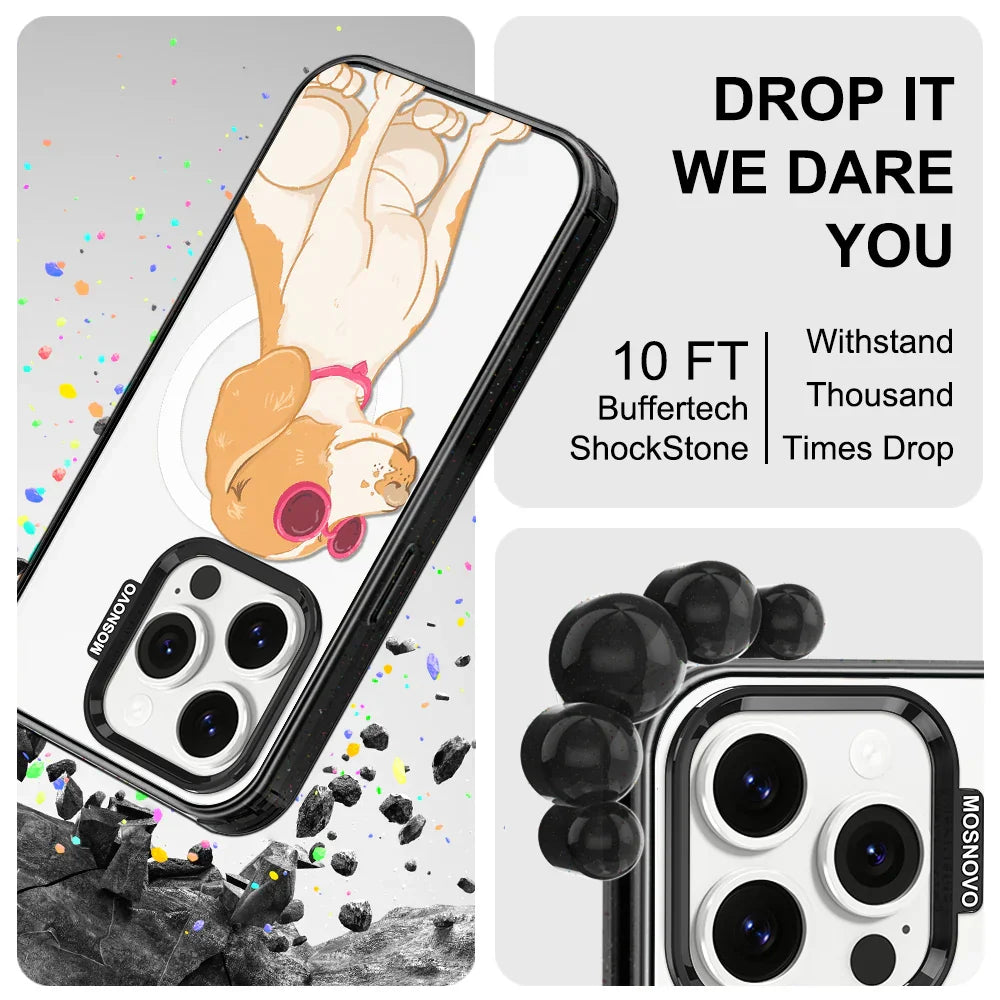 Cute Beagle Phone Case - iPhone 14 Pro Case Clear Black ShockStone With MagSafe