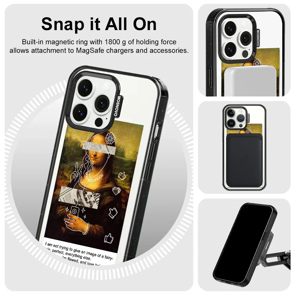 Selfie Artwork Phone Case - iPhone 13 Pro Case Clear Black ShockStone With MagSafe