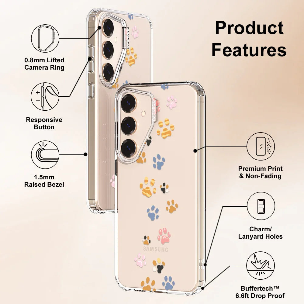 Colorful Paw Phone Case - Samsung Galaxy S24 Plus Case Clear