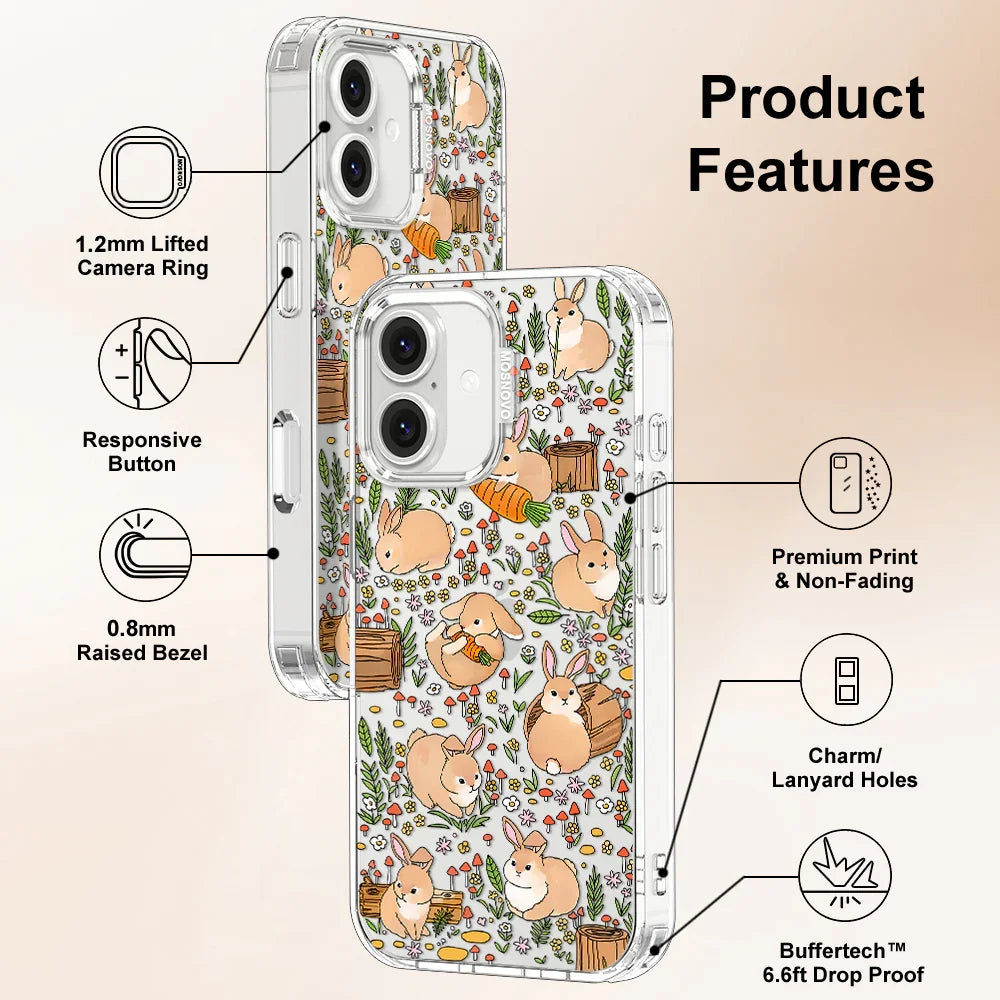 Cute Bunny Garden Phone Case - iPhone 16 Case Clear