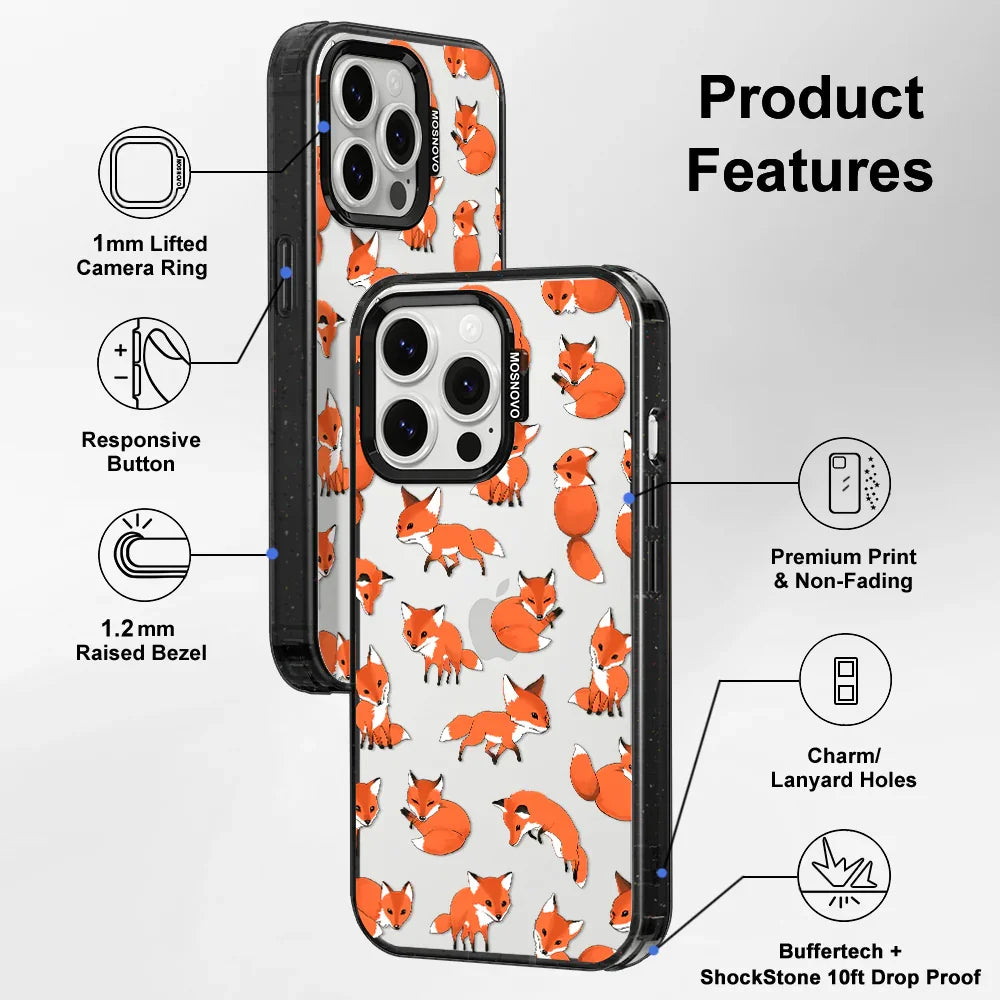 Fox Phone Case - iPhone 13 Pro Case Clear Black ShockStone