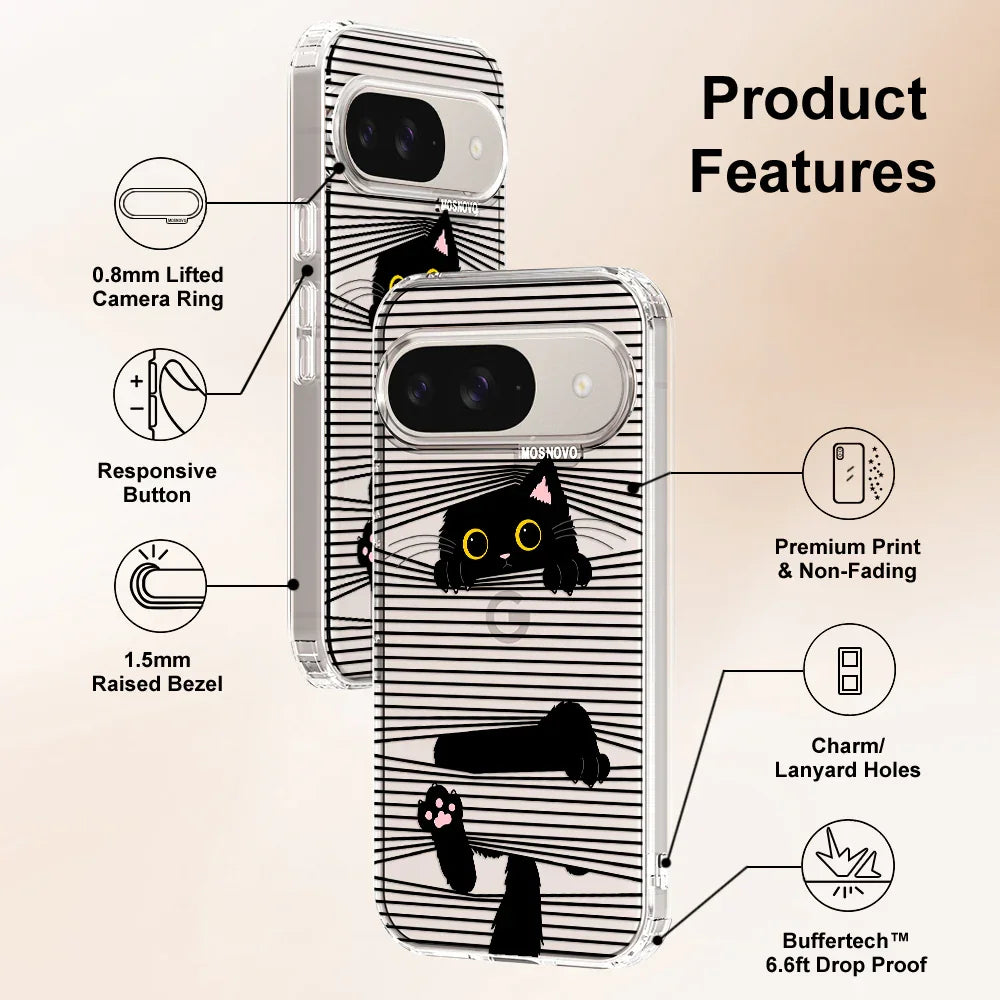 Hidden Black Cat Phone Case - Google Pixel 9 Case Clear