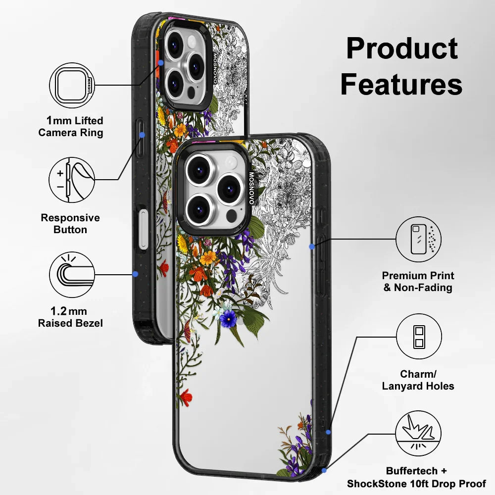 Spring Meadow Phone Case - iPhone 16 Pro Max Case Clear Black ShockStone