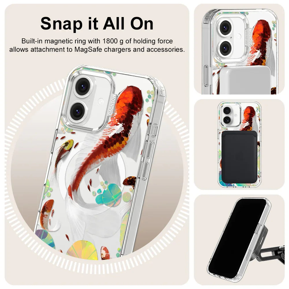 Koi Art Phone Case - iPhone 16 Case Clear With MagSafe