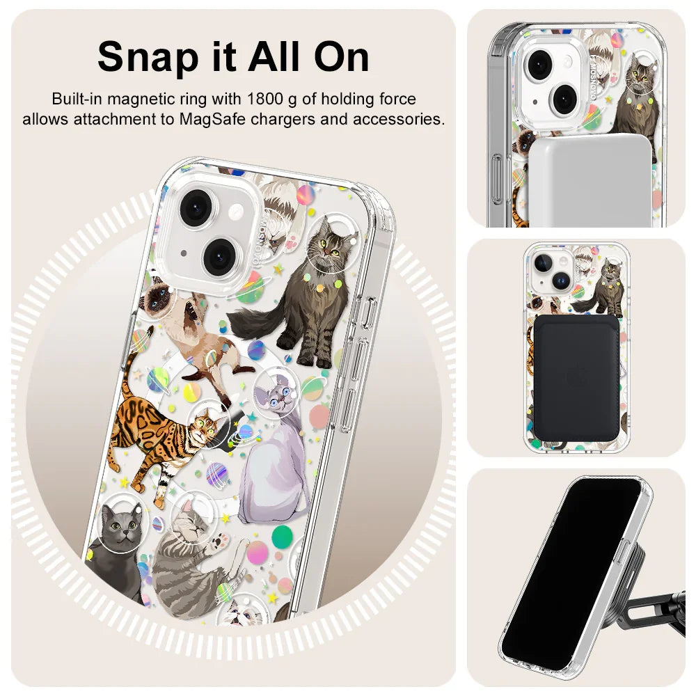 Space Cat Phone Case - iPhone 14 Case Clear With MagSafe