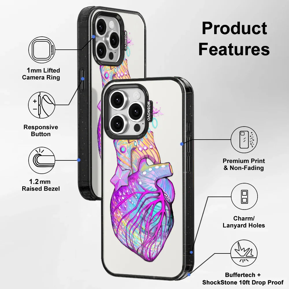 Art of Heart Phone Case - iPhone 15 Pro Max Case Clear Black ShockStone