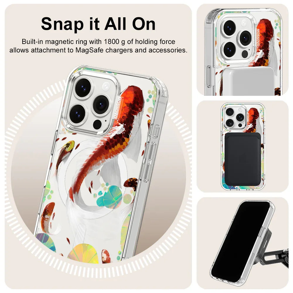 Koi Art Phone Case - iPhone 16 Pro Case Clear With MagSafe