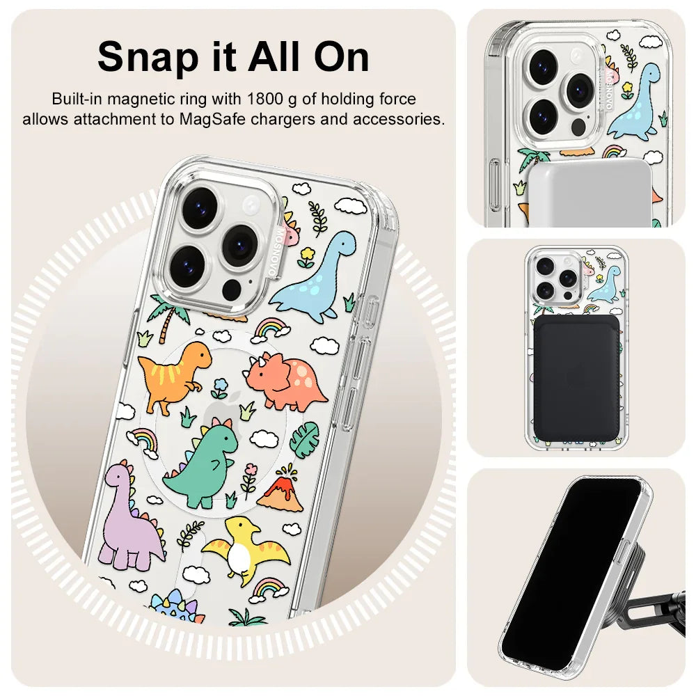 Dinosaur Land Phone Case - iPhone 15 Pro Max Case Clear With MagSafe