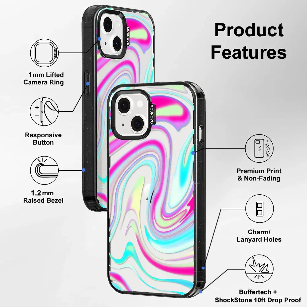 Psychedelic Swirls Phone Case - iPhone 13 Case Clear Black ShockStone