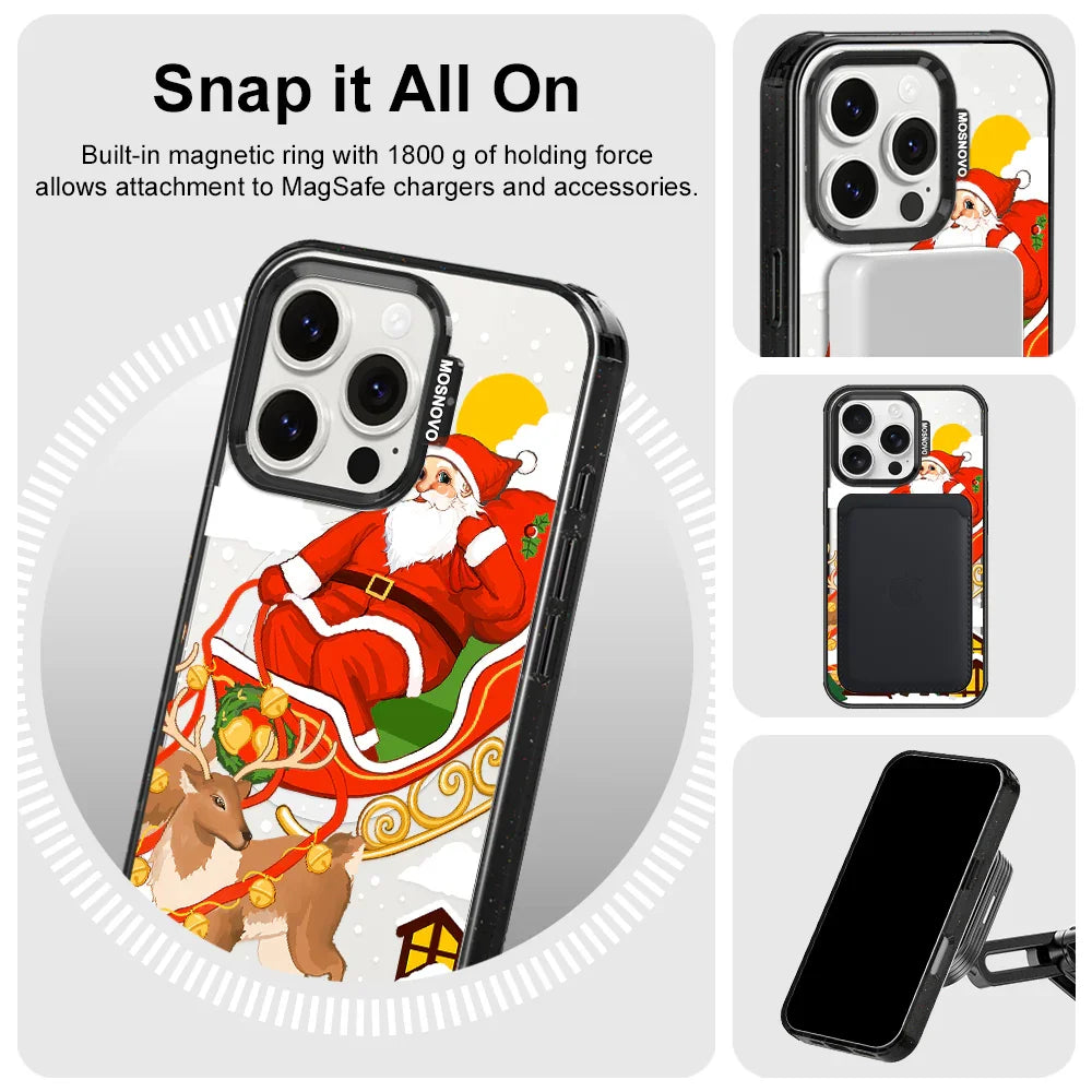 Santa Claus Phone Case - iPhone 16 Pro Case Clear Black ShockStone With MagSafe