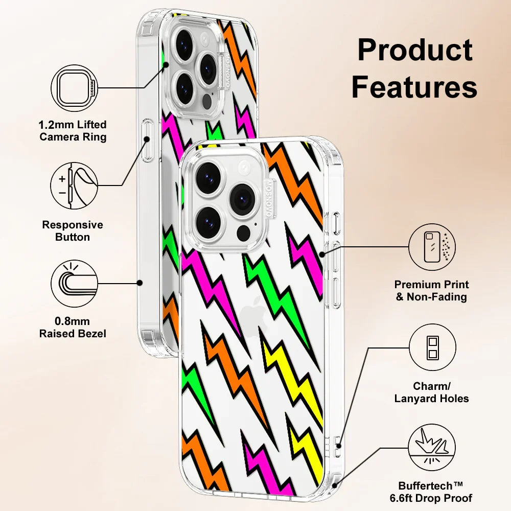 Colorful Lightning Phone Case - iPhone 14 Pro Case Clear