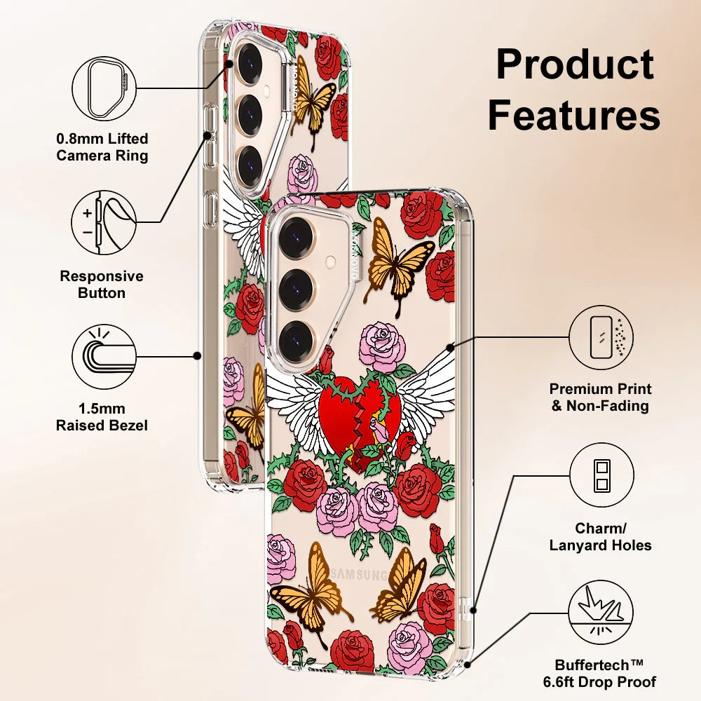 Wing Heart Phone Case - Samsung Galaxy S24 Plus Case Clear