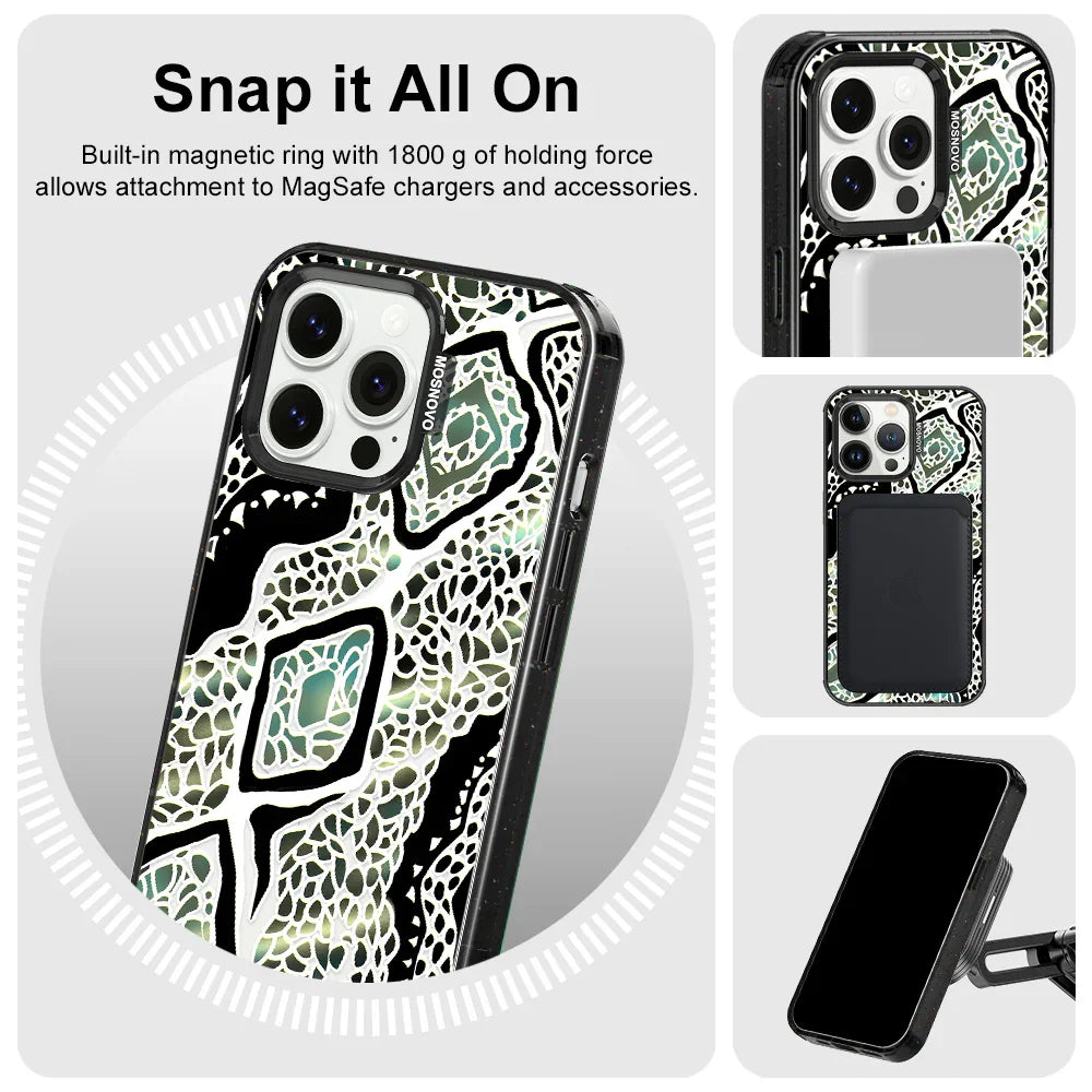 Jade Snake Phone Case - iPhone 13 Pro Case Clear Black ShockStone With MagSafe