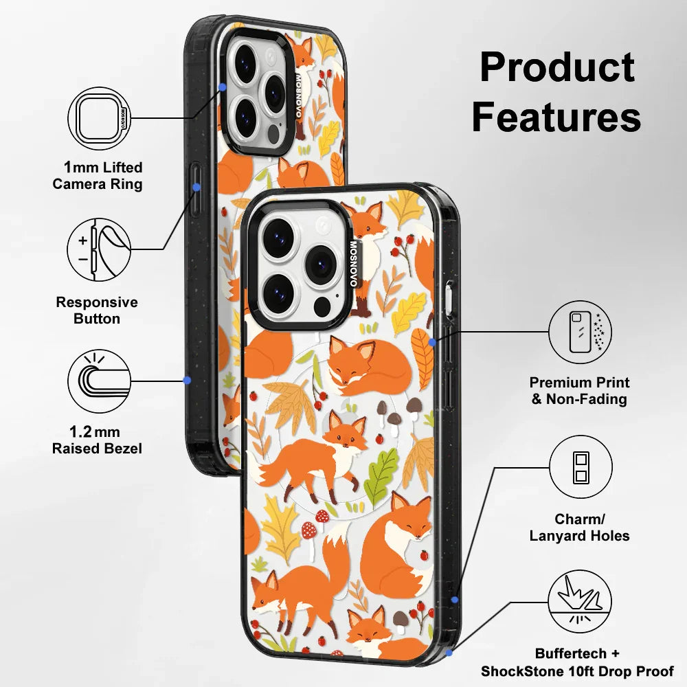 Autumn Fox Phone Case - iPhone 14 Pro Max Case Clear Black ShockStone With MagSafe