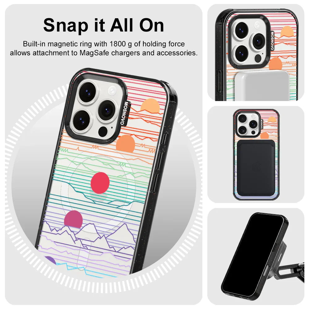 Sunrise and Sunset Phone Case - iPhone 16 Pro Case Clear Black ShockStone With MagSafe