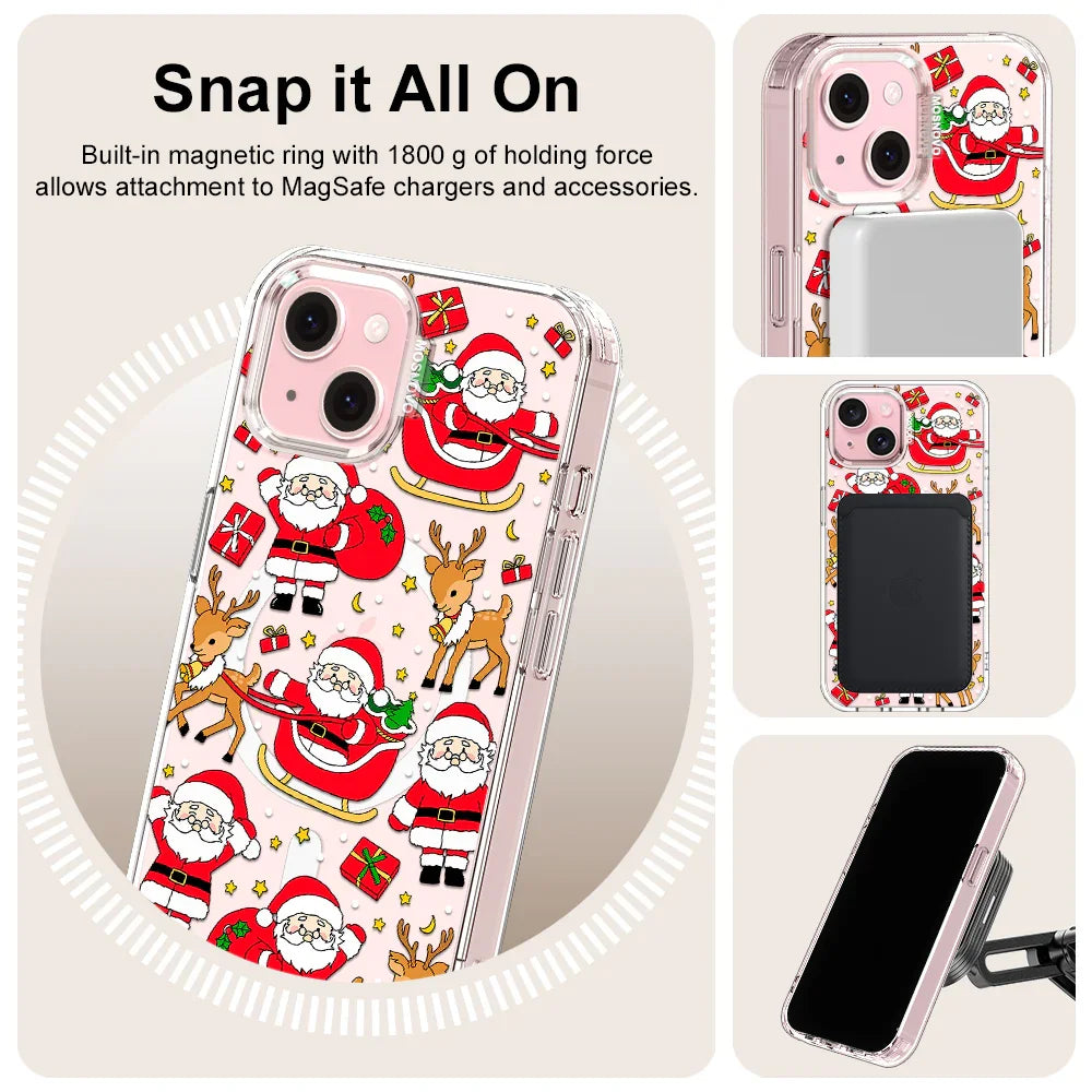 Cute Santa Claus Deer Phone Case - iPhone 15 Plus Case Clear With MagSafe