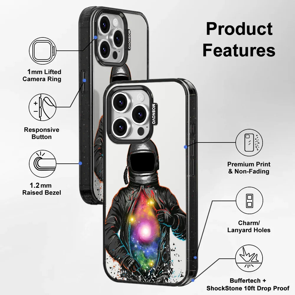 Mystery Astronaut Phone Case - iPhone 16 Pro Case Clear Black ShockStone