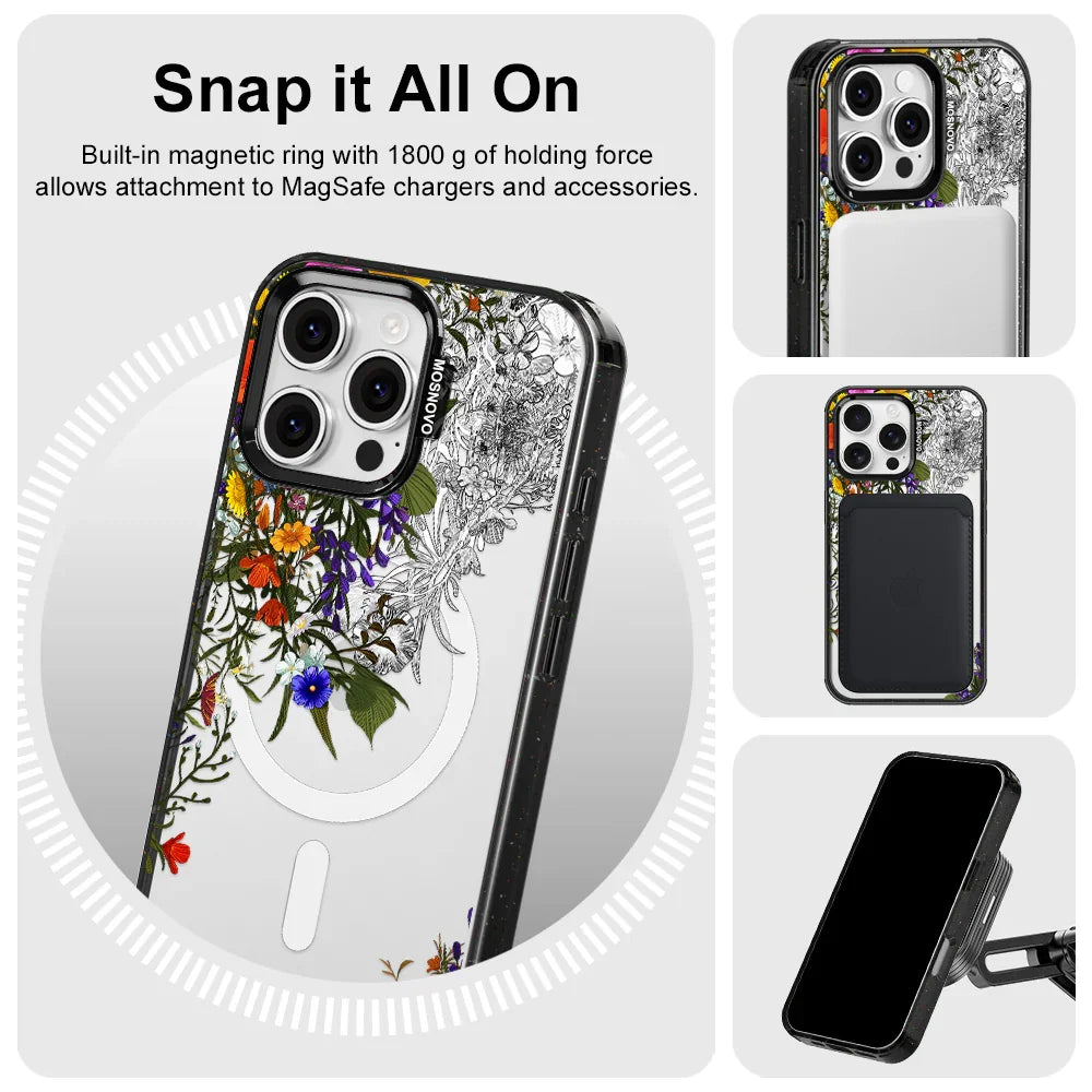 Spring Meadow Phone Case - iPhone 16 Pro Max Case Clear Black ShockStone With MagSafe