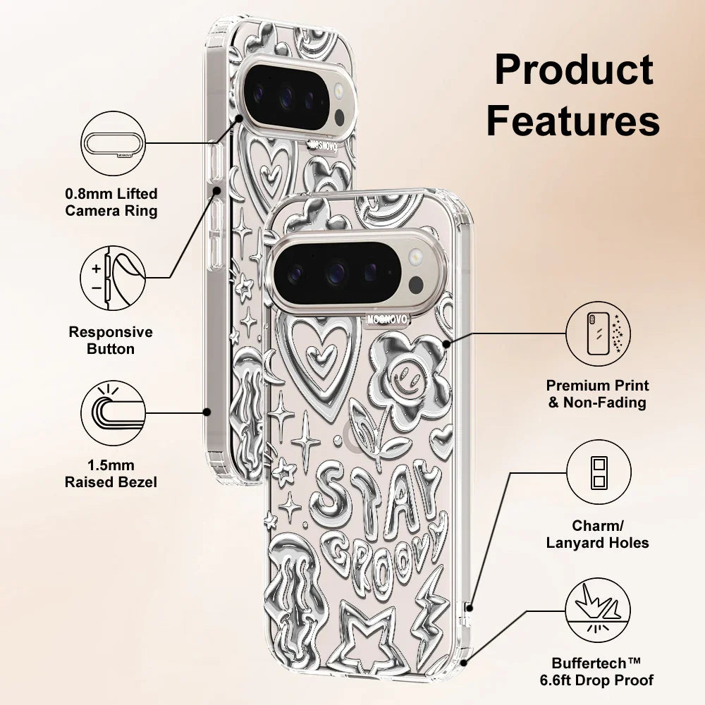 Silver Chrome Art (Flat Print) Phone Case - Google Pixel 9 Pro XL Case Clear